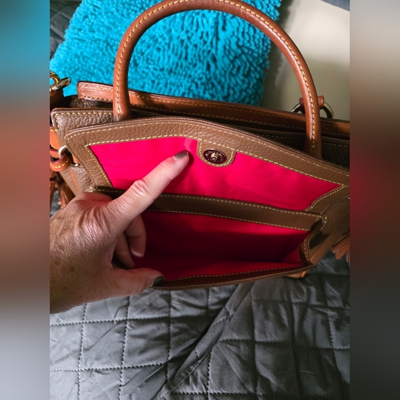 Dooney & Bourke Tan and Brown Leather Satchel - Picture 6 of 8